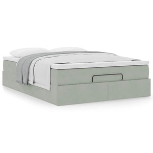vidaXL Ottoman Bed with Mattress Light Gray 140x200 cm Velvet