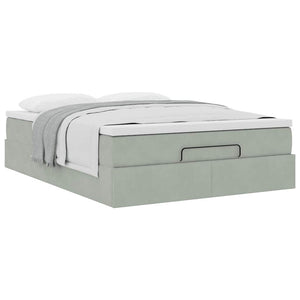 vidaXL Ottoman Bed with Mattress Light Gray 140x200 cm Velvet