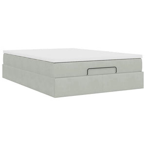 vidaXL Ottoman Bed with Mattress Light Gray 140x200 cm Velvet
