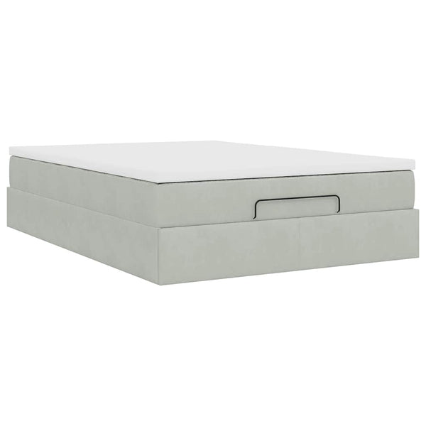 vidaXL Ottoman Bed with Mattress Light Gray 140x200 cm Velvet