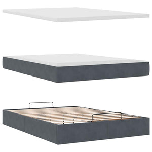 vidaXL Ottoman Bed with Mattress Dark Grey 140x200 cm Velvet