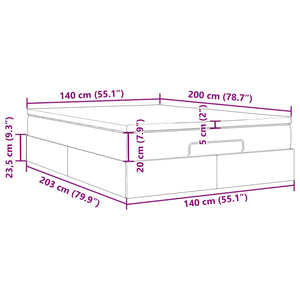 vidaXL Ottoman Bed with Mattress Black 140x200 cm Velvet