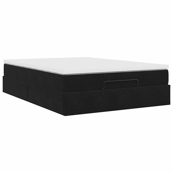 vidaXL Ottoman Bed with Mattress Black 140x200 cm Velvet