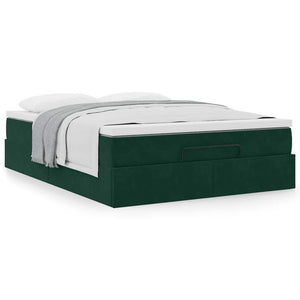 vidaXL Ottoman Bed with Mattress Dark Green 140x200 cm Velvet