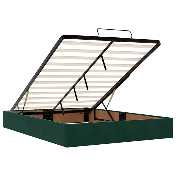 vidaXL Ottoman Bed with Mattress Dark Green 140x200 cm Velvet
