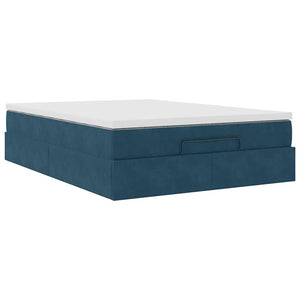 vidaXL Ottoman Bed with Mattress Dark Blue 140x200 cm Velvet