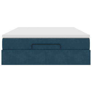 vidaXL Ottoman Bed with Mattress Dark Blue 140x200 cm Velvet