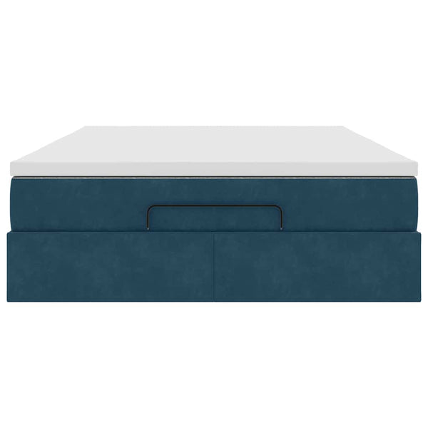 vidaXL Ottoman Bed with Mattress Dark Blue 140x200 cm Velvet