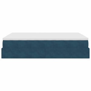 vidaXL Ottoman Bed with Mattress Dark Blue 140x200 cm Velvet