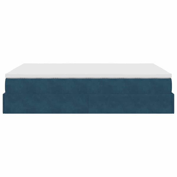 vidaXL Ottoman Bed with Mattress Dark Blue 140x200 cm Velvet