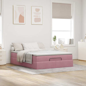 vidaXL Ottoman Bed with Mattress Pink 140x200 cm Velvet