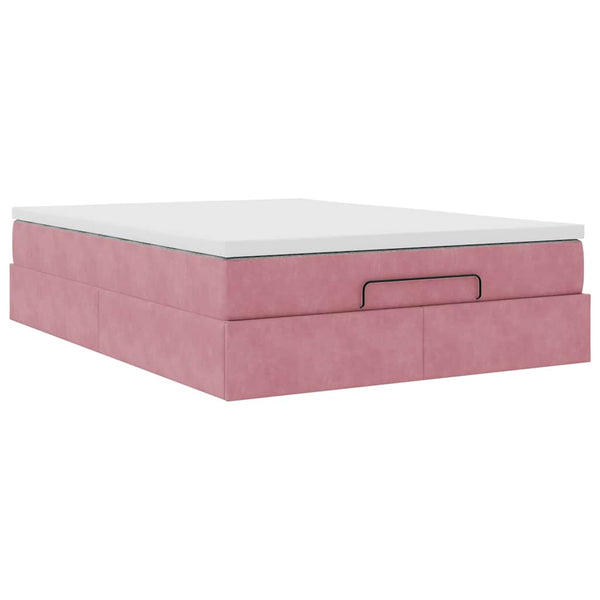 vidaXL Ottoman Bed with Mattress Pink 140x200 cm Velvet