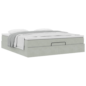 vidaXL Ottoman Bed with Mattress Light Gray 160x200 cm Velvet