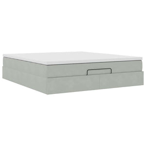 vidaXL Ottoman Bed with Mattress Light Gray 160x200 cm Velvet