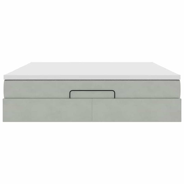 vidaXL Ottoman Bed with Mattress Light Gray 160x200 cm Velvet