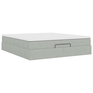 vidaXL Ottoman Bed with Mattress Light Gray 160x200 cm Velvet