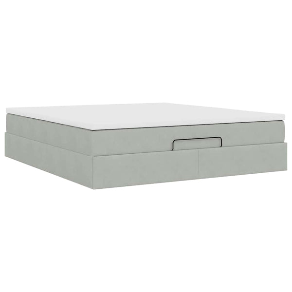vidaXL Ottoman Bed with Mattress Light Gray 160x200 cm Velvet
