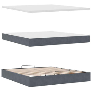 vidaXL Ottoman Bed with Mattress Dark Gray 160x200 cm Velvet