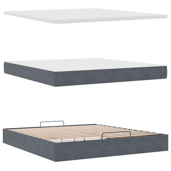 vidaXL Ottoman Bed with Mattress Dark Gray 160x200 cm Velvet