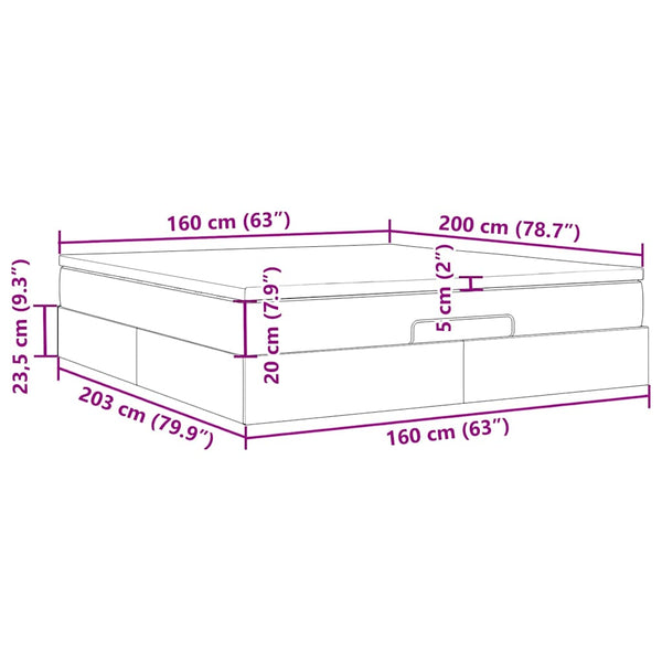 vidaXL Ottoman Bed with Mattress Black 160x200 cm Velvet