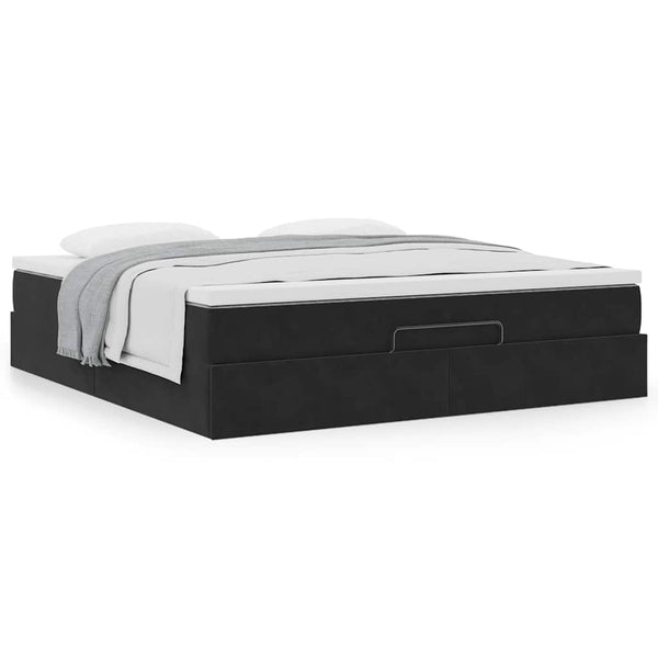 vidaXL Ottoman Bed with Mattress Black 160x200 cm Velvet