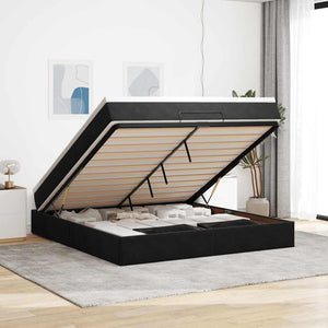 vidaXL Ottoman Bed with Mattress Black 160x200 cm Velvet