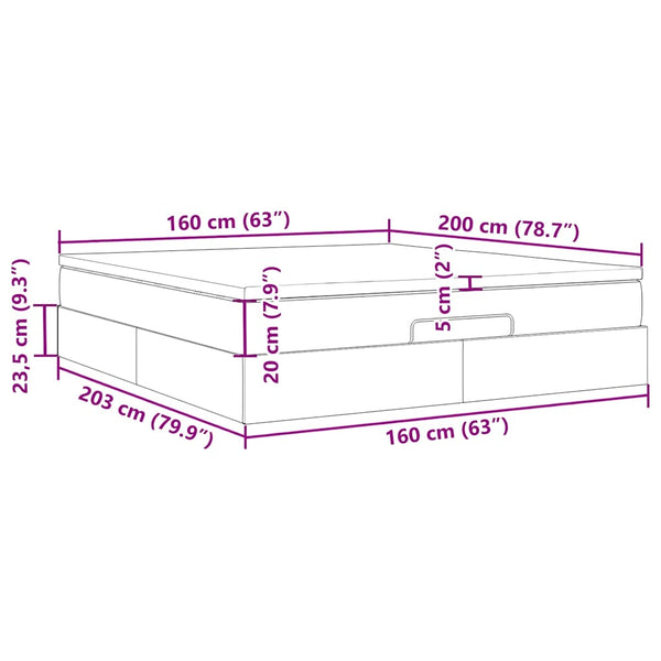 vidaXL Ottoman Bed with Mattress Dark Green 160x200 cm Velvet