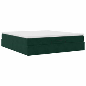 vidaXL Ottoman Bed with Mattress Dark Green 160x200 cm Velvet