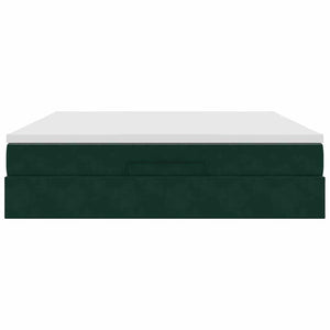 vidaXL Ottoman Bed with Mattress Dark Green 160x200 cm Velvet