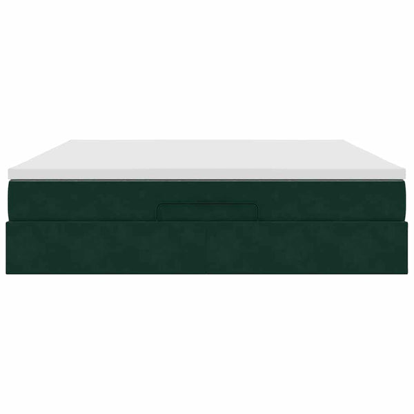 vidaXL Ottoman Bed with Mattress Dark Green 160x200 cm Velvet