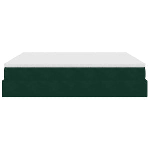 vidaXL Ottoman Bed with Mattress Dark Green 160x200 cm Velvet