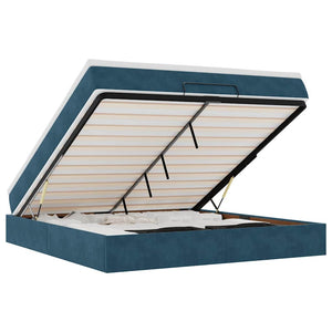 vidaXL Ottoman Bed with Mattress Dark Blue 160x200 cm Velvet