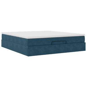 vidaXL Ottoman Bed with Mattress Dark Blue 160x200 cm Velvet