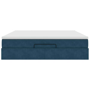 vidaXL Ottoman Bed with Mattress Dark Blue 160x200 cm Velvet