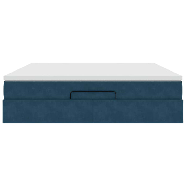 vidaXL Ottoman Bed with Mattress Dark Blue 160x200 cm Velvet