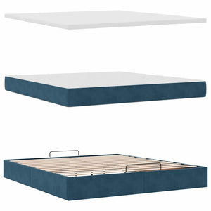 vidaXL Ottoman Bed with Mattress Dark Blue 160x200 cm Velvet