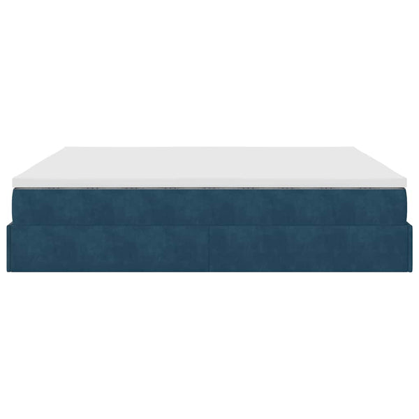 vidaXL Ottoman Bed with Mattress Dark Blue 160x200 cm Velvet