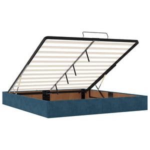 vidaXL Ottoman Bed with Mattress Dark Blue 160x200 cm Velvet