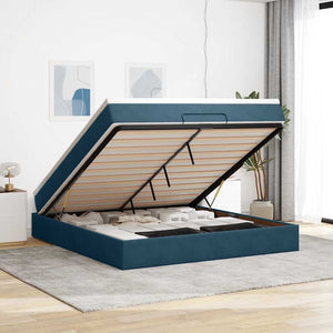 vidaXL Ottoman Bed with Mattress Dark Blue 160x200 cm Velvet