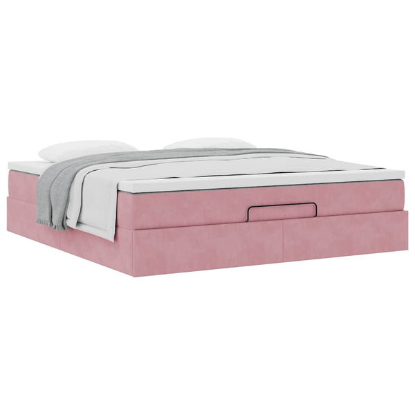 vidaXL Ottoman Bed with Mattress Pink 160x200 cm Velvet