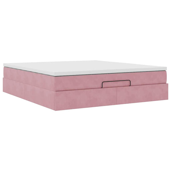 vidaXL Ottoman Bed with Mattress Pink 160x200 cm Velvet