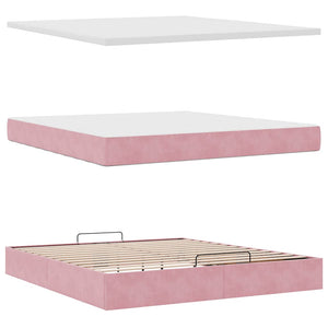 vidaXL Ottoman Bed with Mattress Pink 160x200 cm Velvet