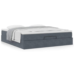vidaXL Ottoman Bed with Mattress Dark Grey 180x200 cm Velvet