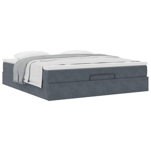 vidaXL Ottoman Bed with Mattress Dark Grey 180x200 cm Velvet