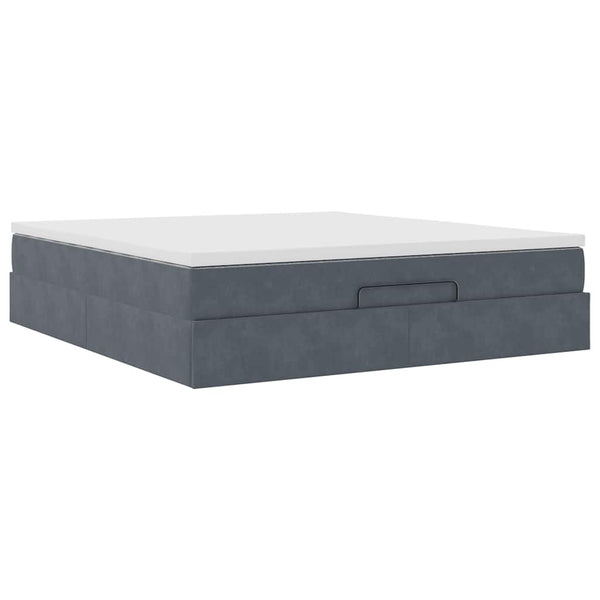 vidaXL Ottoman Bed with Mattress Dark Grey 180x200 cm Velvet
