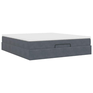 vidaXL Ottoman Bed with Mattress Dark Grey 180x200 cm Velvet