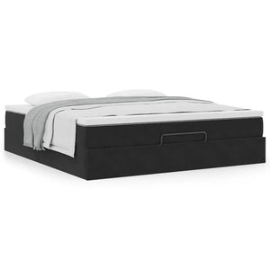 vidaXL Ottoman Bed with Mattress Black 180x200 cm Velvet