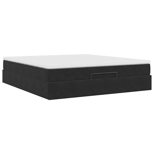 vidaXL Ottoman Bed with Mattress Black 180x200 cm Velvet