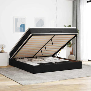 vidaXL Ottoman Bed with Mattress Black 180x200 cm Velvet