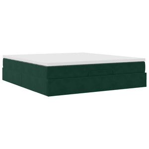vidaXL Ottoman Bed with Mattress Dark Green 180x200 cm Velvet